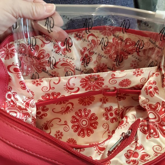 Grace Adelle Shoulder Bag Purse with Clear Make-up Bag & Bag in Barbiecore Pink - Picture 7 of 8